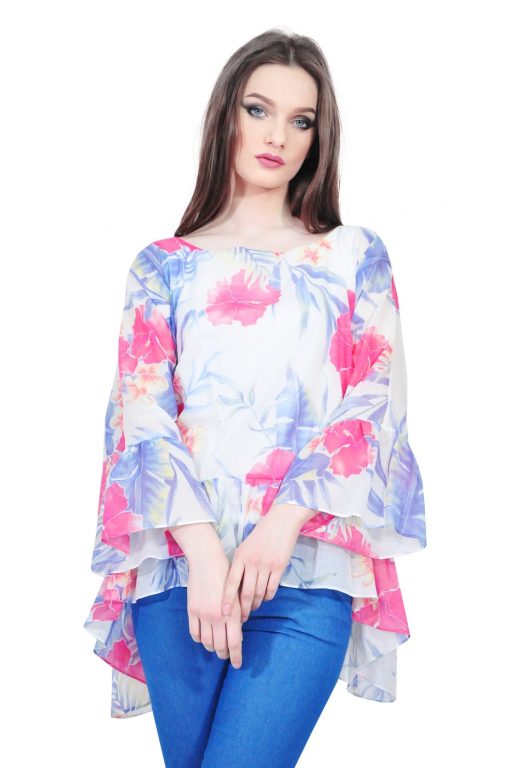 Bluza maxi de dama cu imprimeu floral