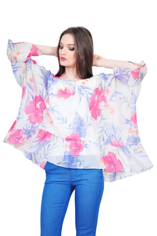 Bluza maxi de dama cu imprimeu floral
