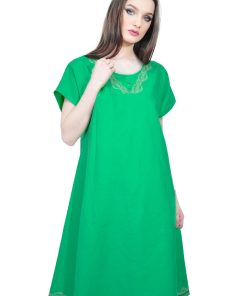 Rochie verde de in cu maneca scurta