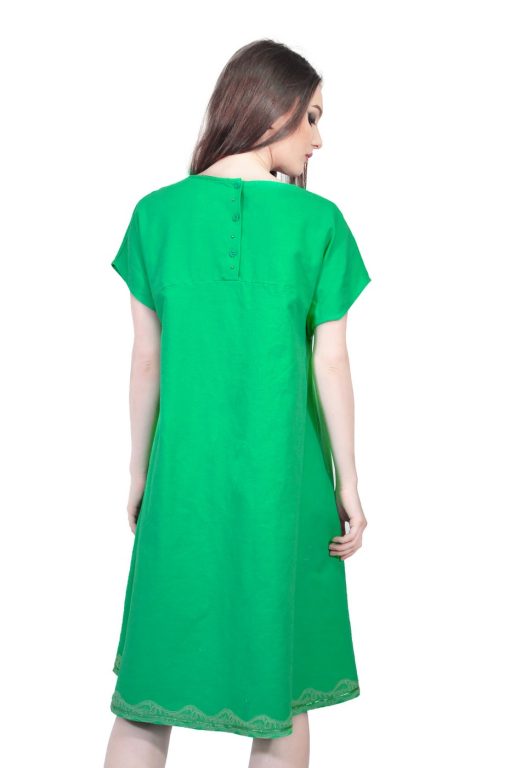 Rochie verde de in cu maneca scurta