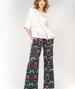 Pantalon dama cu imprimeu floral, RVL